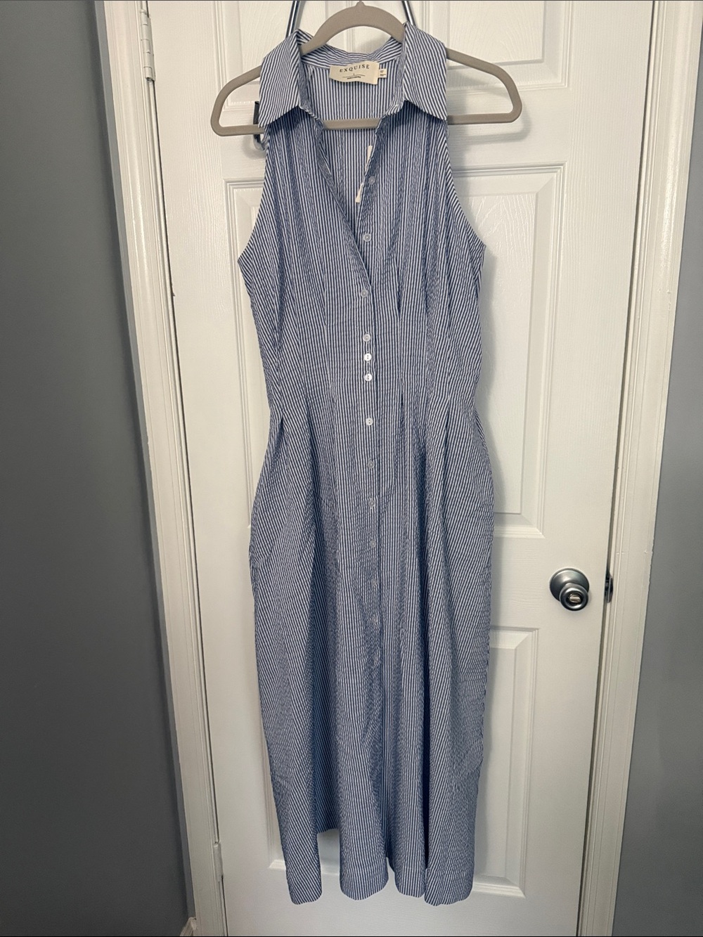 NWT Anthropologie Exquise Tobie Striped Sleeveless Shirt Dress